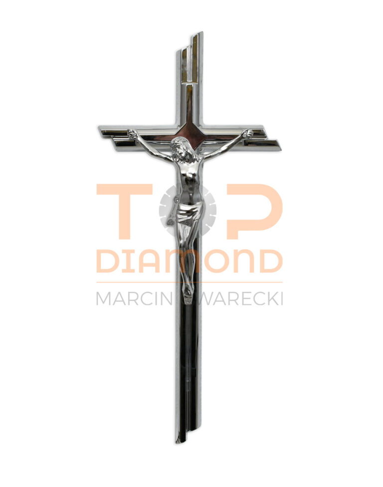 KRZYŻ Z WIZERUNKIEM MOSIĘŻNY 50cm CHROM