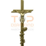 KRZYŻ Z PASYJKĄ I RÓŻĄ ZŁOTY 50 cm
