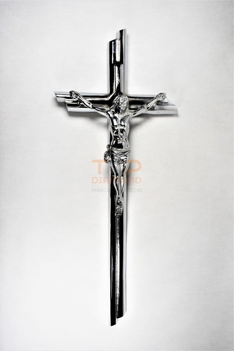 KRZYŻ Z PASYJKĄ MOSIĘŻNY CHROMOWANY 50cm