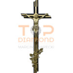 KRZYŻ Z PASYJKĄ MOSIĘŻNY Z RÓŻĄ 50cm