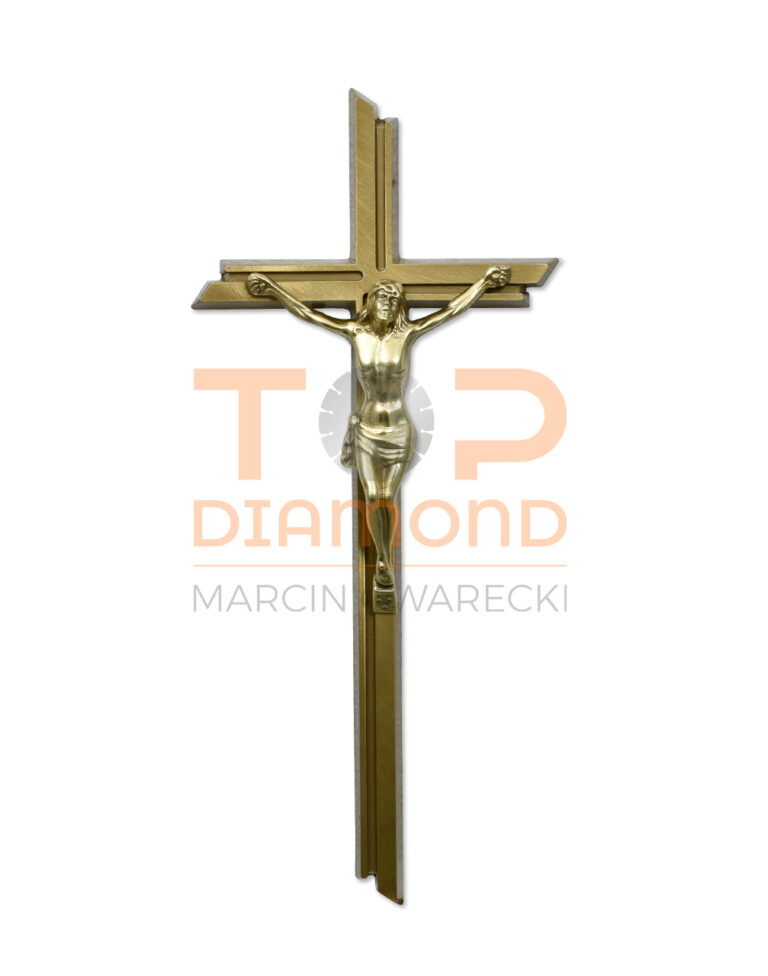 KRZYŻ MOSIĘŻNY ZŁOTY Z WIZERUNKIEM