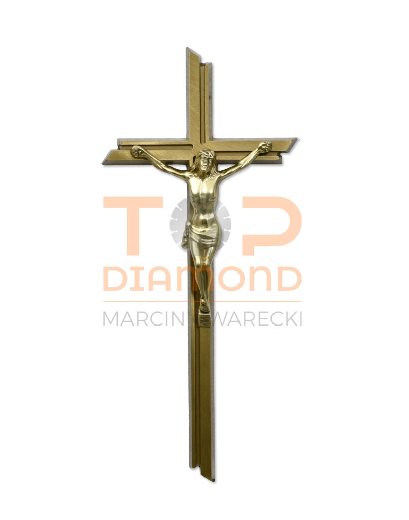 KRZYŻ MOSIĘŻNY ZŁOTY Z WIZERUNKIEM