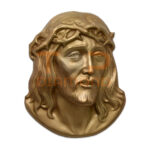 GŁOWA JEZUSA CHRYSTUSA POLEROWANA/ CHROM/ BRĄZ 20cm - BRĄZ