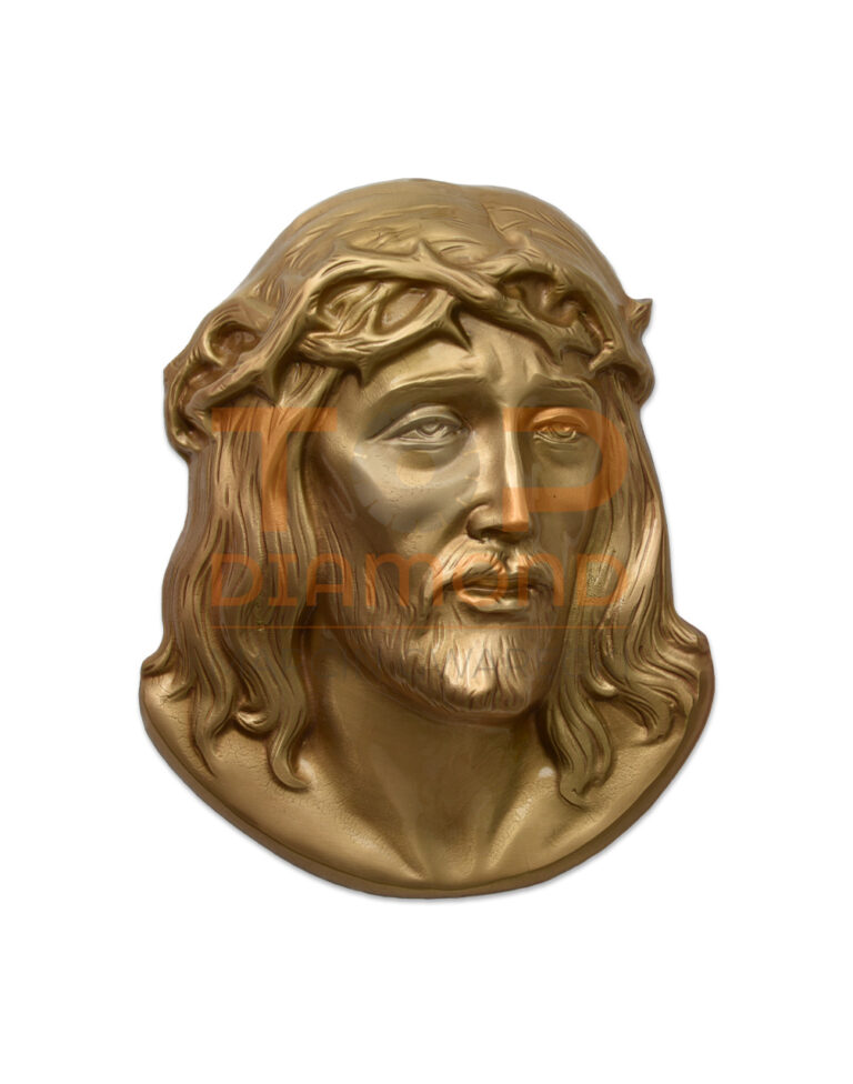 GŁOWA JEZUSA CHRYSTUSA POLEROWANA/ CHROM/ BRĄZ 20cm - BRĄZ