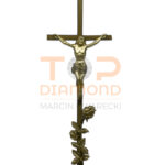 KRZYŻ KWADRAT LISTEWKA Z RÓŻĄ 50cm