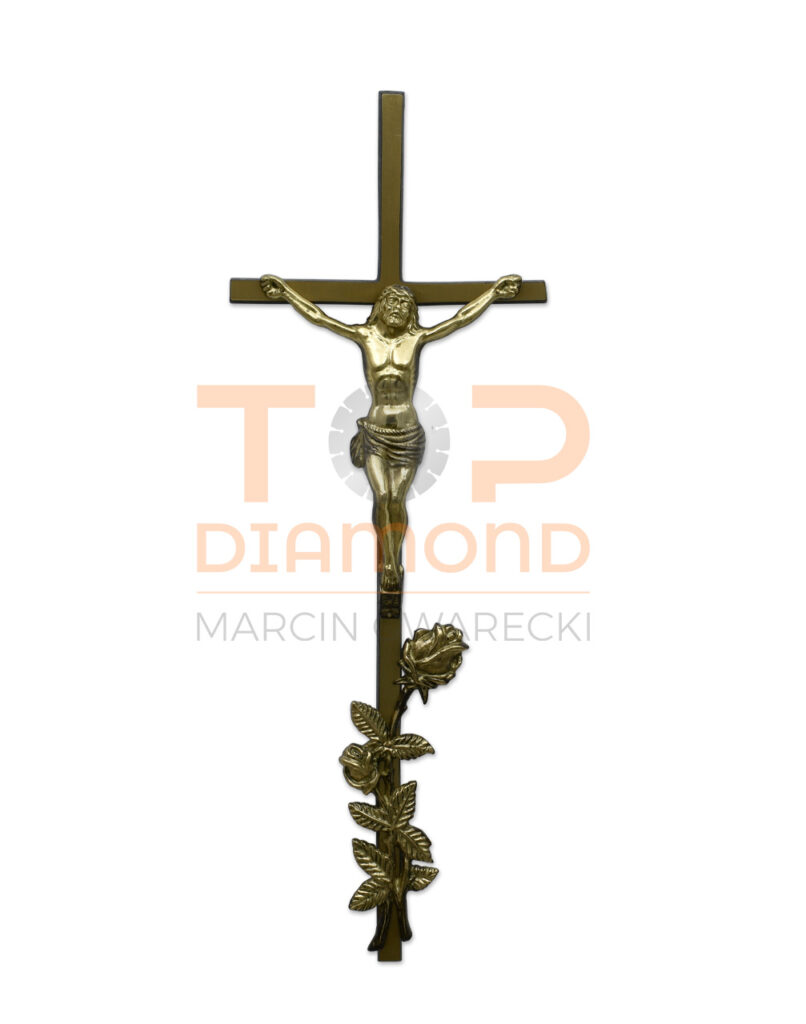 KRZYŻ KWADRAT LISTEWKA Z RÓŻĄ 50cm