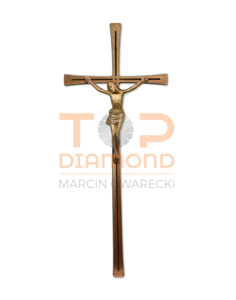 KRZYŻ MOSIĘŻNY KRESKA ROMANO BRĄZ Z WIZERUNKIEM - 50 cm Z WIZERUNKIEM