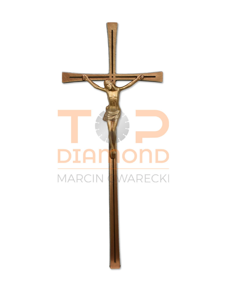 KRZYŻ MOSIĘŻNY KRESKA ROMANO BRĄZ Z WIZERUNKIEM - 50 cm Z WIZERUNKIEM