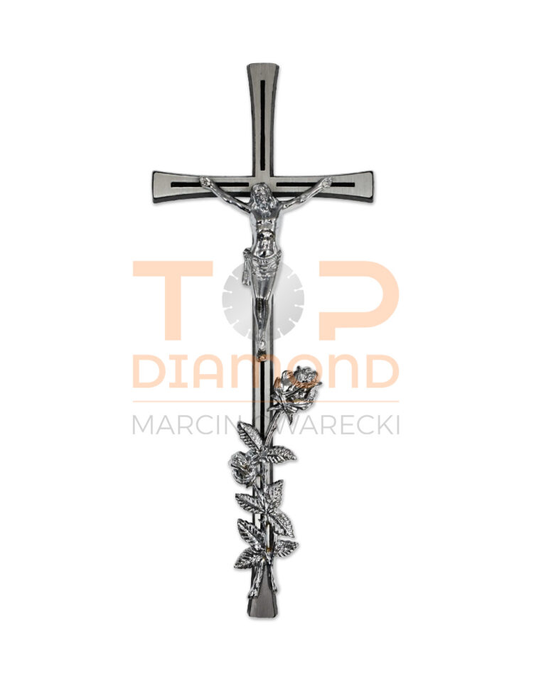 KRZYŻ ALUMINIOWY ROMANO Z RÓŻĄ