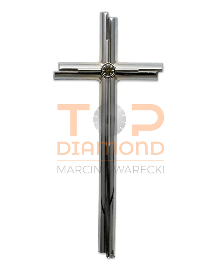 KRZYŻ MOSIĘŻNY Z BRYLANTEM CHROM