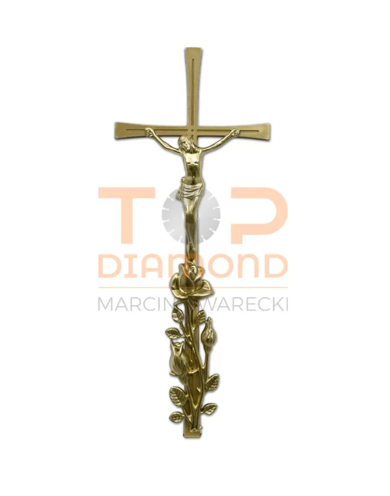 KRZYŻ MOSIĘŻNY KRESKA ROMANO ZŁOTY Z WIZERUNKIEM