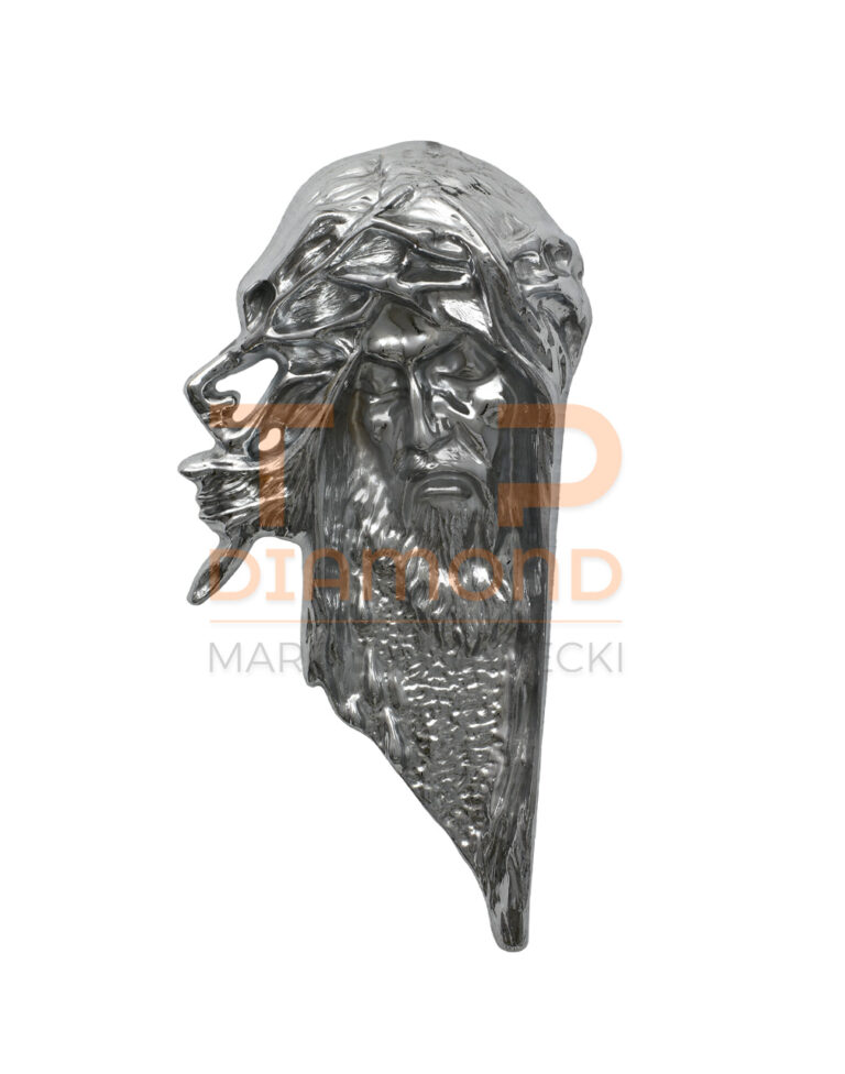 GŁOWA Z BRODĄ MOSIĘŻNA CHROMOWANA / ZŁOTA 35 cm - CHROM