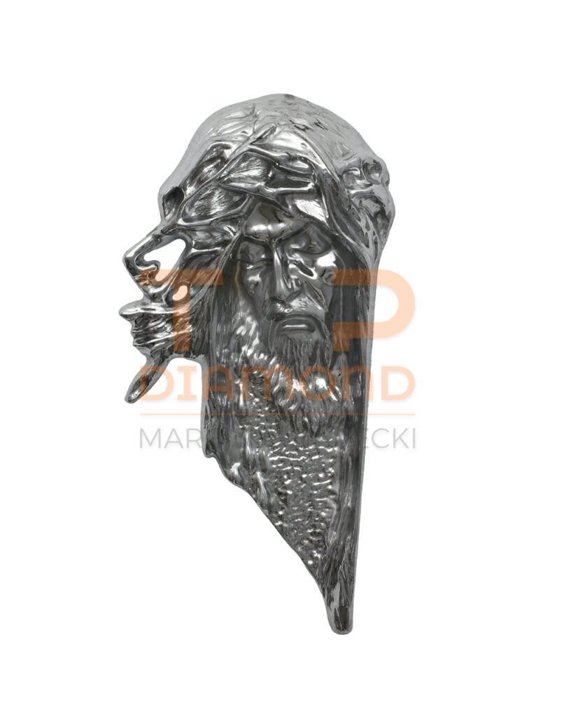 GŁOWA Z BRODĄ MOSIĘŻNA CHROMOWANA / ZŁOTA 35 cm - CHROM