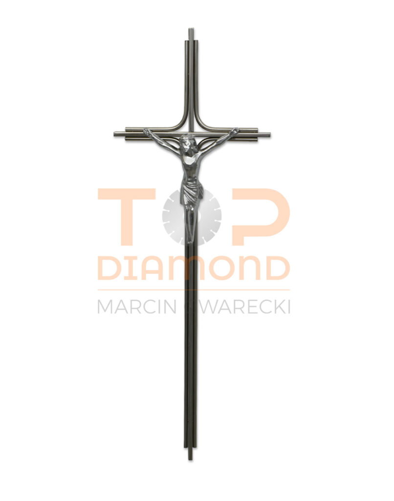 KRZYŻ ZE STALI NIERDZEWNEJ 50cm K/O - Z WIZERUNKIEM