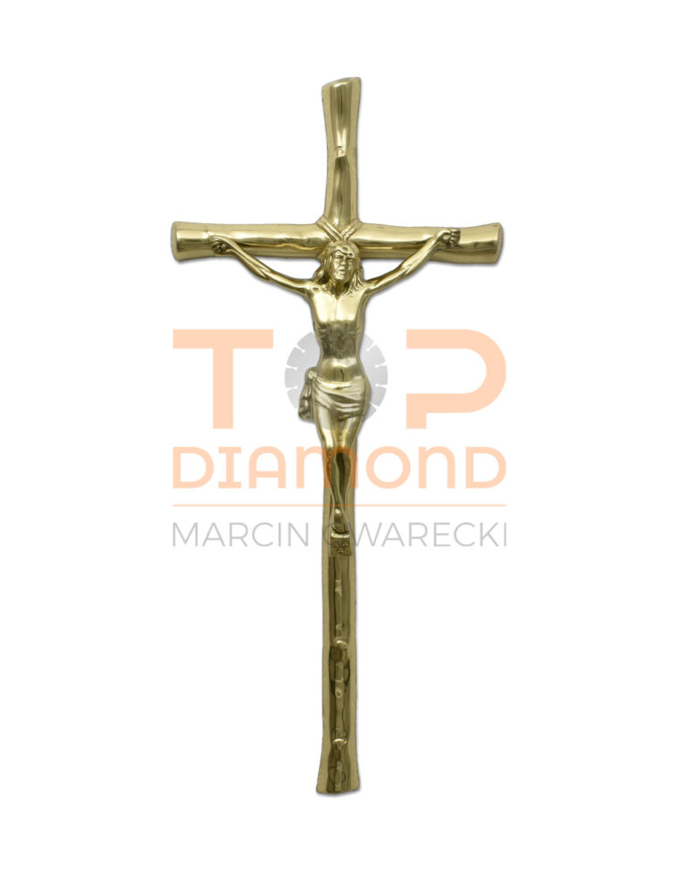 KRZYŻ MOSIĘŻNY ZE WZOREM DRZEWKA ZŁOTO