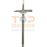 KRZYŻ ZE STALI NIERDZEWNEJ NA PŁASKO Z WIZERUNKIEM 20x10mm