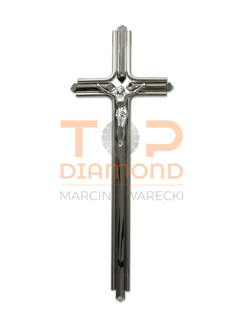 KRZYŻ ZE STALI NIERDZEWNEJ KARO Z WIZERUNKIEM