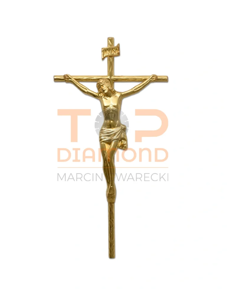 KRZYŻ MOSIĘŻNY "DRZEWKO INRI" ZŁOTO