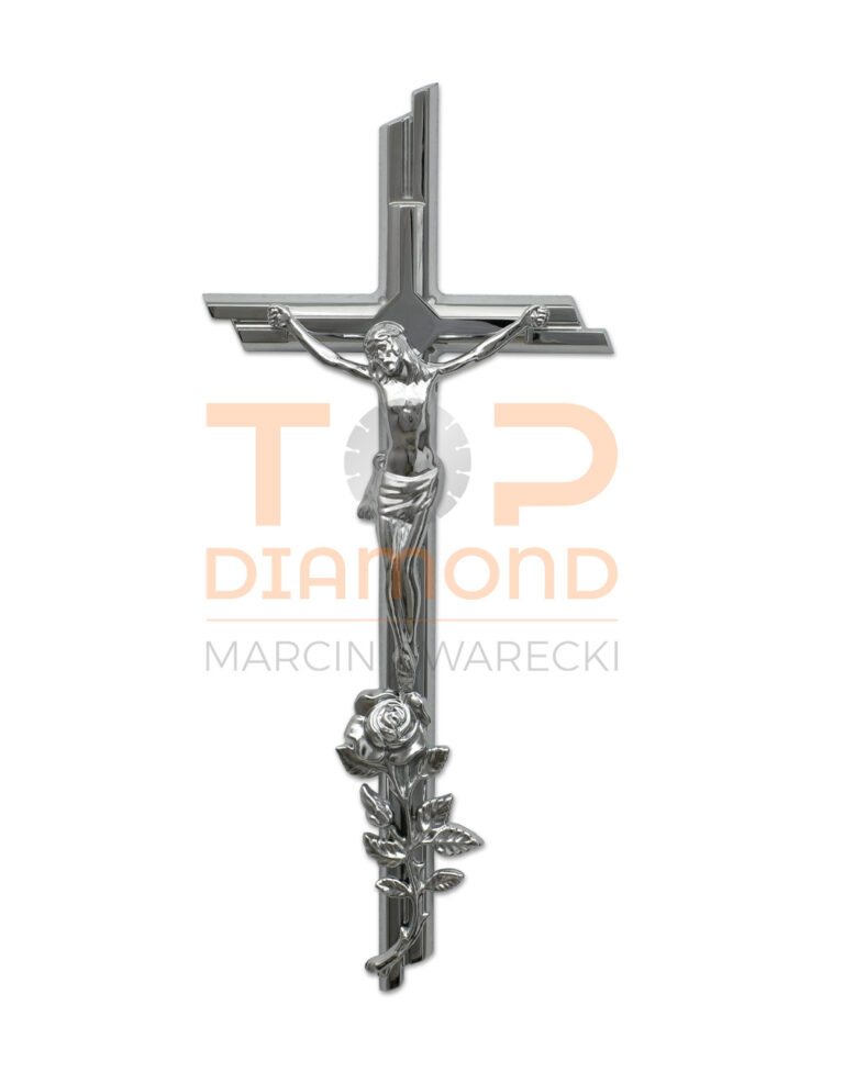 KRZYŻ Z WIZERUNKIEM MOSIĘŻNY 50cm CHROM