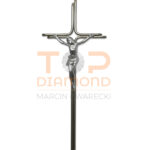 KRZYŻ ZE STALI NIERDZEWNEJ 2 PRĘTY OKRĄGŁE Z WIZERUNKIEM - 45 cm Z WIZERUNKIEM