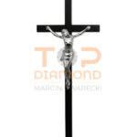 KRZYŻ 20x10mm PŁASKI CZARNY Z PASYJKĄ - 50 cm Z WIZERUNKIEM