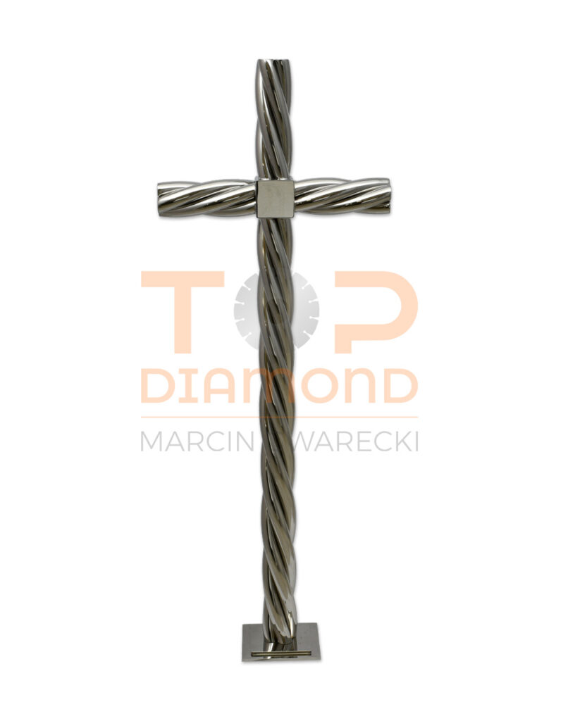 KRZYŻ ZE STALI NIERDZEWNEJ KRĘCONY 4 RURY 21mm - 80 cm BEZ WIZERUNKU