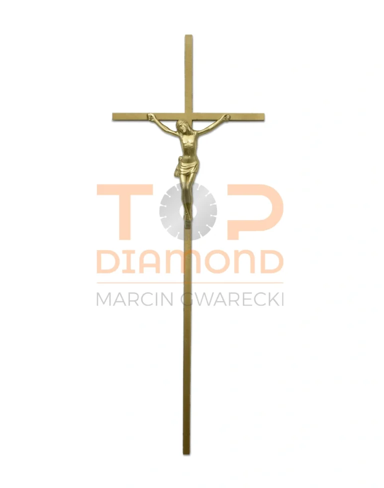 KRZYŻ Z WIZERUNKIEM MOSIĘŻNY F95 KWADRAT ZŁOTY - 60 cm Z WIZERUNKIEM