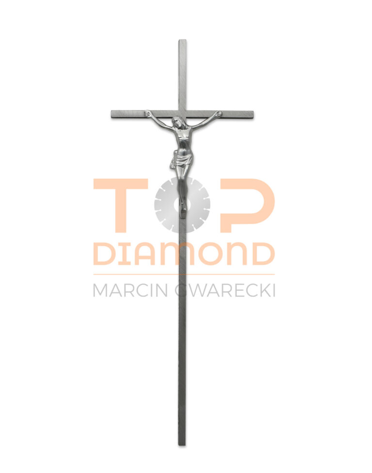 KRZYŻ ALUMINIOWY KWADRAT ROMANO Z PASYJKĄ