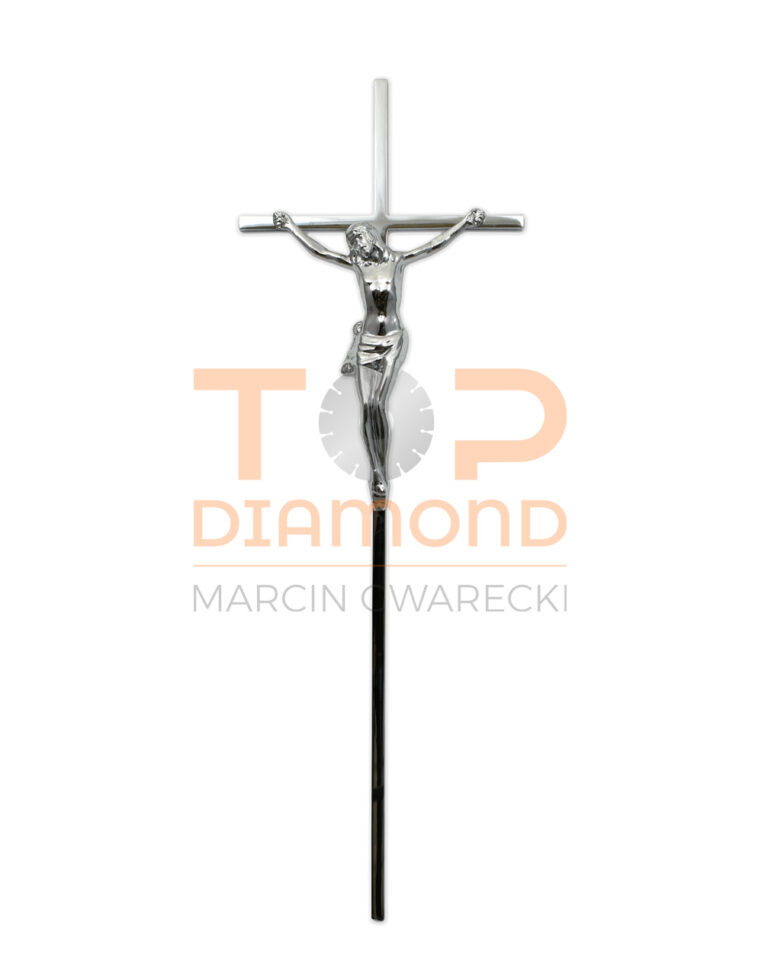 KRZYŻ 1x1cm CHROM Z PASYJKĄ - 60 cm Z WIZERUNKIEM