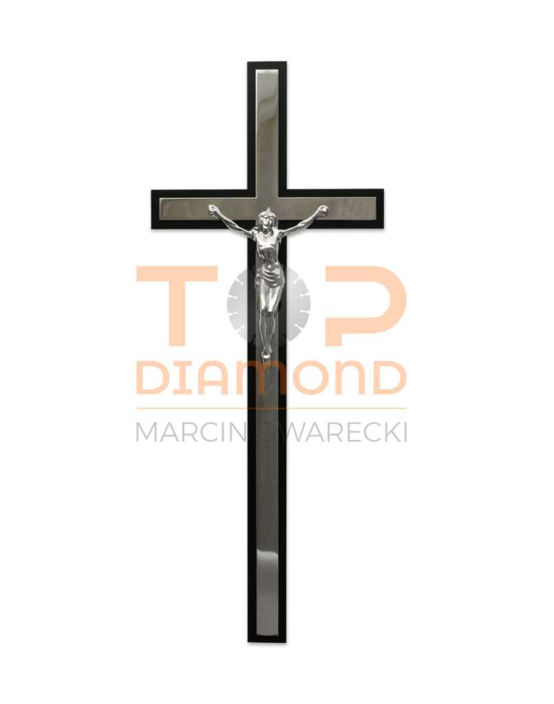 KRZYŻ ZE STALI NIERDZEWNEJ BLACHA+BLACHA - 50 cm Z WIZERUNKIEM