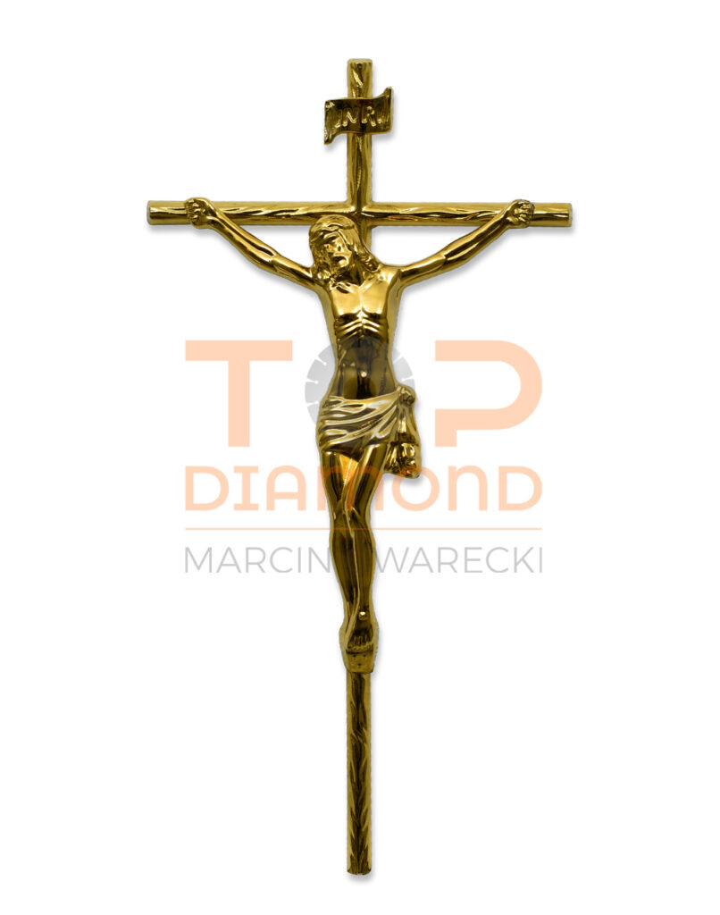 KRZYŻ MOSIĘŻNY "DRZEWKO INRI" ZŁOTY GOLD