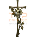 KRZYŻ Z WIZERUNKIEM MOSIĘŻNY Z OPLATANĄ RÓŻĄ ZŁOTY - 47 cm