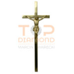 KRZYŻ Z WIZERUNKIEM MOSIĘŻNY ZŁOTY PŁASKI 2x1