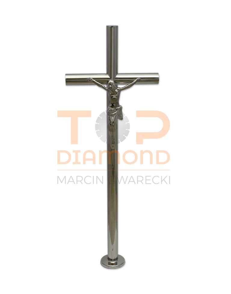 KRZYŻ STOJĄCY ZE STALI NIERDZEWNEJ RURKA Z WIZERUNKIEM - 90 cm Z WIZERUNKIEM
