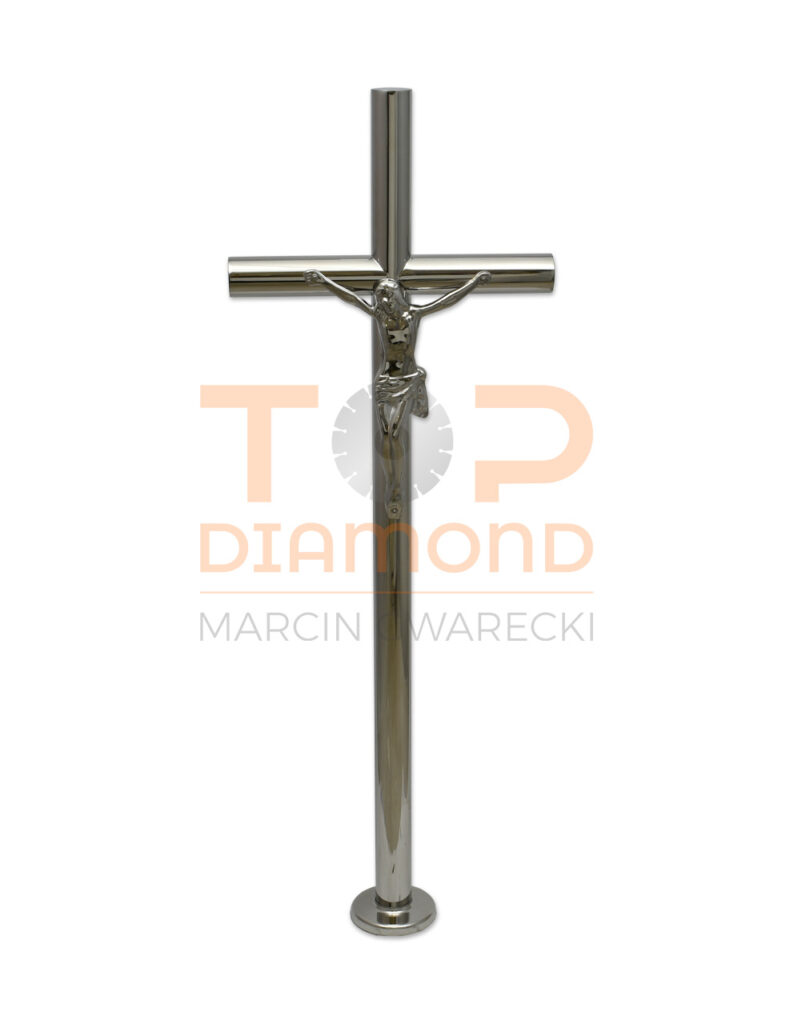 KRZYŻ STOJĄCY ZE STALI NIERDZEWNEJ RURKA Z WIZERUNKIEM - 90 cm Z WIZERUNKIEM