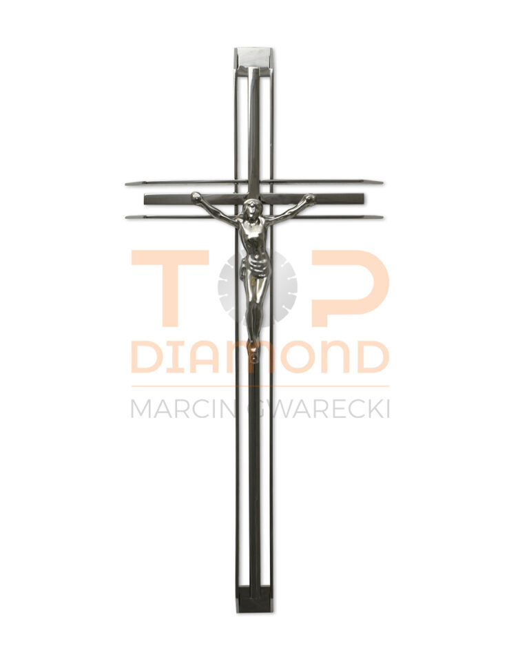 KRZYŻ WISZĄCY ZE STALI NIERDZEWNEJ SZABLA PROSTA Z WIZERUNKIEM