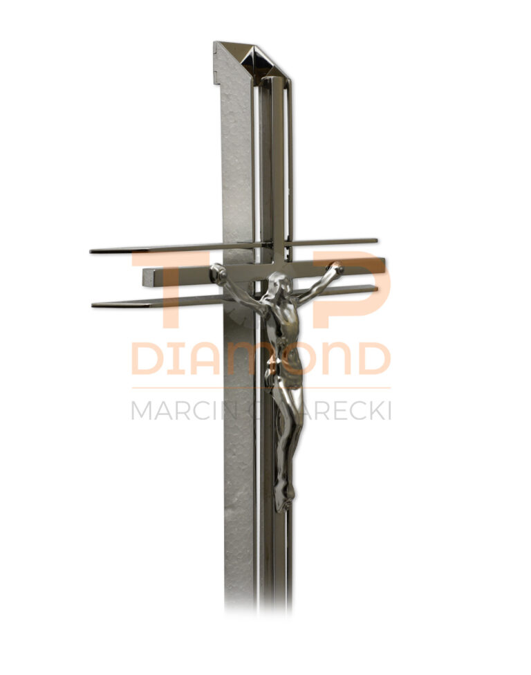KRZYŻ WISZĄCY ZE STALI NIERDZEWNEJ SZABLA PROSTA Z WIZERUNKIEM