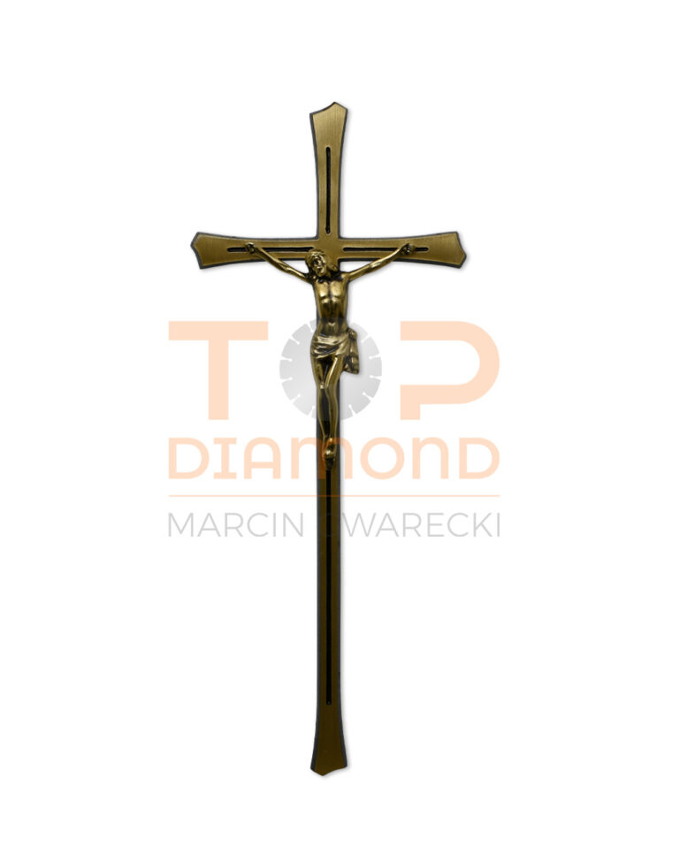 KRZYŻ MOSIĘŻNY ZŁOTY ROWEK CZARNY 48cm