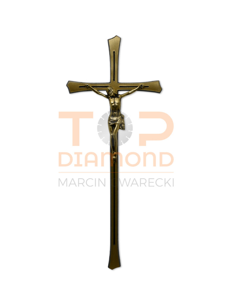 KRZYŻ MOSIĘŻNY ZŁOTY ROWEK CZARNY 48cm