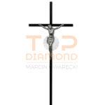 KRZYŻ PROSTY Z WIZERUNKIEM SREBRNYM 1cm CZARNY