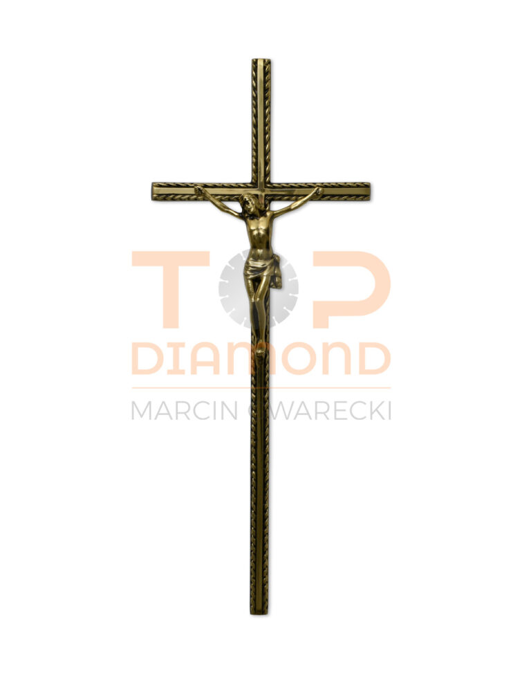 KRZYŻ Z KORONKĄ PLECIONKA 50cm CZARNO-ZŁOTY