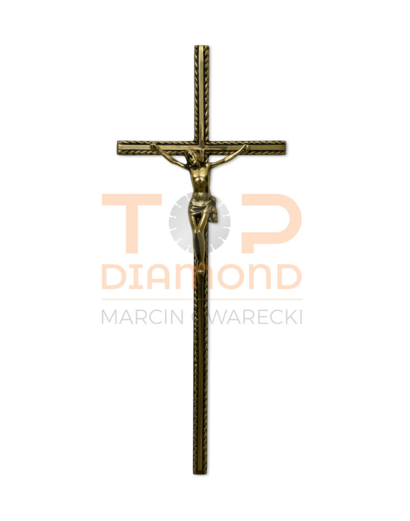 KRZYŻ Z KORONKĄ PLECIONKA 50cm CZARNO-ZŁOTY