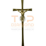 KRZYŻ MOSIĘŻNY ZŁOTY ROWEK Z WIZERUNKIEM 37cm