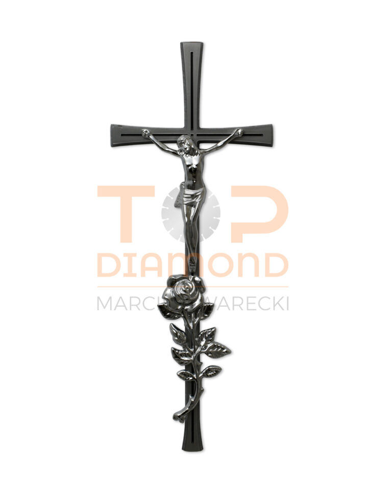 KRZYŻ SA ALU Z RÓŻĄ 45cm