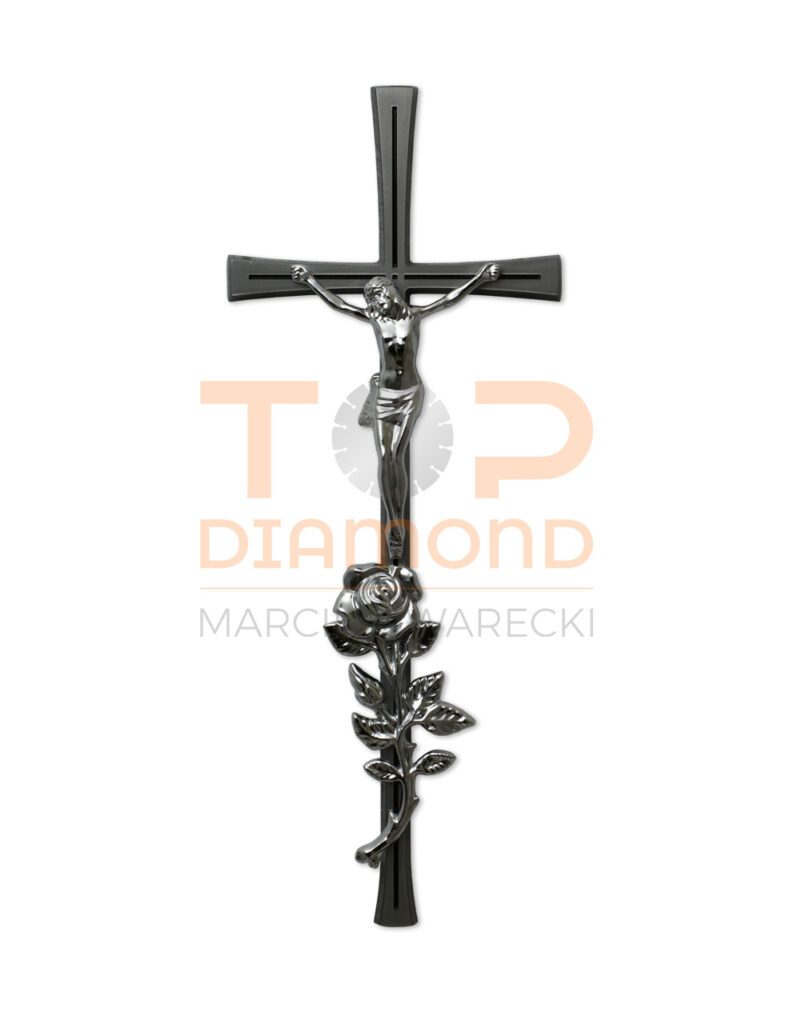 KRZYŻ SA ALU Z RÓŻĄ 45cm