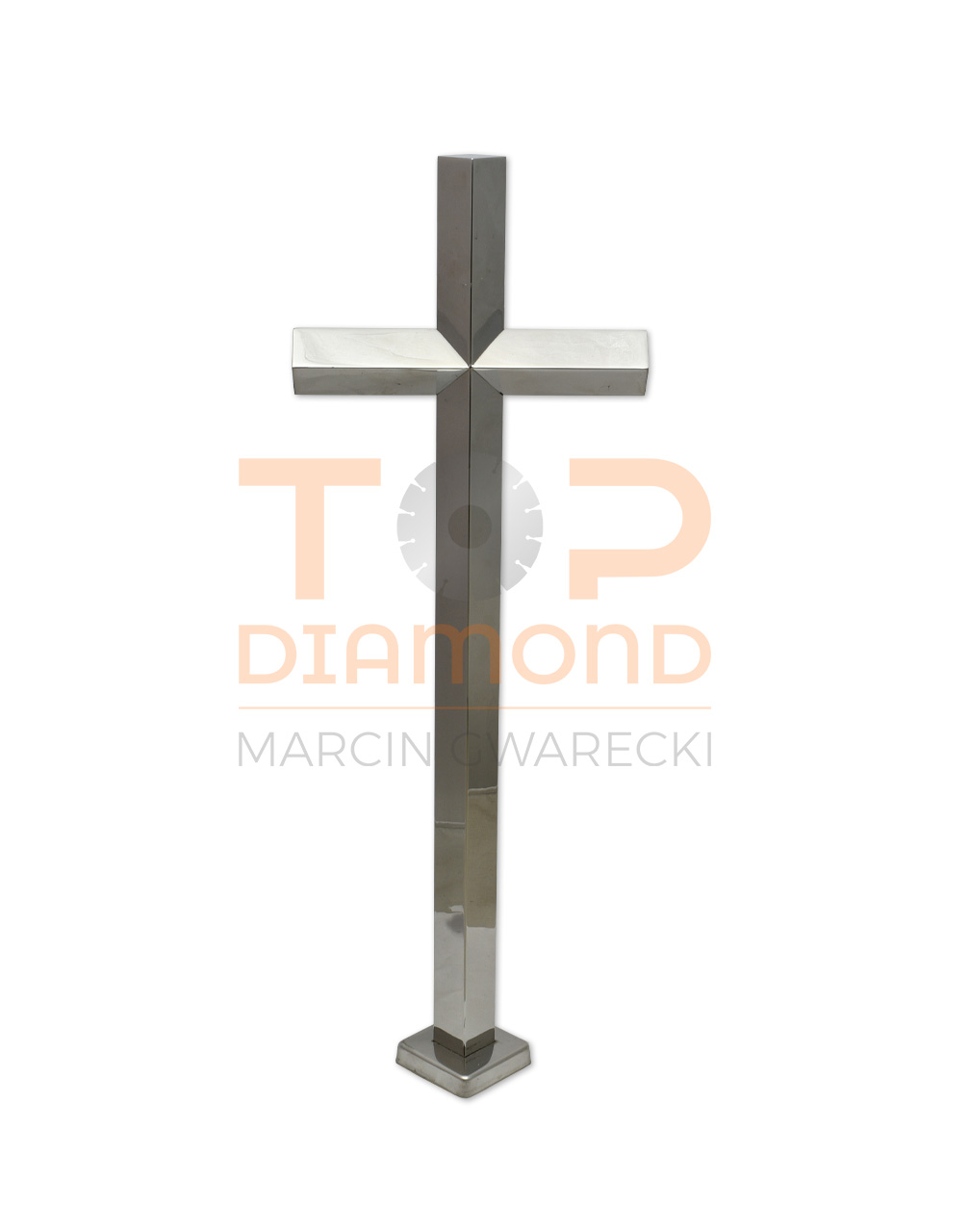 KRZYŻ STOJĄCY ZE STALI NIERDZEWNEJ KWADRAT W KANT