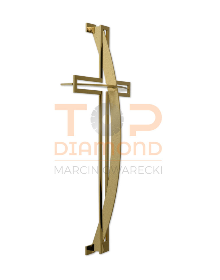 KRZYŻ WISZĄCY ZE STALI NIERDZEWNEJ ŻAGIEL ZŁOTY