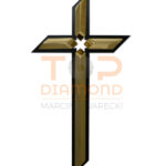 KRZYŻ WISZĄCY ZE STALI NIERDZEWNEJ ZŁOTY Z CZARNĄ RAMKĄ