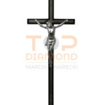 KRZYŻ SA PŁASKI Z KWASIAKIEM CZARNO - SREBRNY 50cm