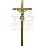 KRZYŻ Z WIZERUNKIEM MOSIĘŻNY 50cm ŻÓŁTY PŁASKI 2×1